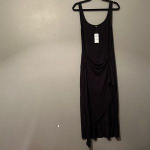 NWT And Now This Sz 1X Black Wrap Scoop Grecian Sleeveless Slinky Maxi Dress!